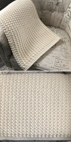 two pictures of the same chair with different patterns on it, one is white and the other is beige