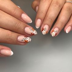 Cute Nails For Fall, Flower Nail Designs, Seasonal Nails, Bridal Nails, Autumn Nails, Fall Nail, Floral Nails, Fall Nail Designs