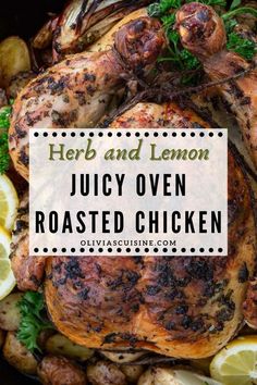 This herb and lemon roasted chicken with potatoes is my favorite easy-but-impressive meal! Crispy, juicy and infused with the aromas and flavors of fresh herbs, citrus and garlic. You simply can’t beat such a timeless classic! Lemon Roasted Chicken, Roasted Chicken And Potatoes, Oven Roasted Chicken, Raw Chicken, Chicken Potatoes, Oven Roast, Roasted Chicken, Fresh Herbs, Chicken Dinner