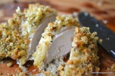 a close up of some food on a cutting board