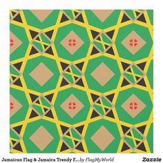 a green and yellow pattern with black, brown, and red designs on it's sides