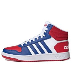 adidas Hoops 2.0 Mid 'White Blue Red' FY8472 (SNKR) Adidas Neo, Stylish Sneakers, Skate Shoes, Perfect Pair, Your Perfect, Adidas, Sneakers, Blue