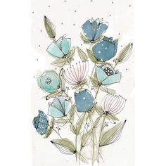 Blooming Spring II by Krinlox-VARPDX15785DA Image 1 Copic Pens, Hur Man Målar, Watercolor Flower Art, Small Apartment, Watercolor Cards, Blue Dark, Copic, Watercolor And Ink, Abstract Watercolor