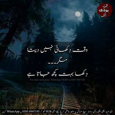 an image with the words in english and arabic, on a dark night sky over a forest