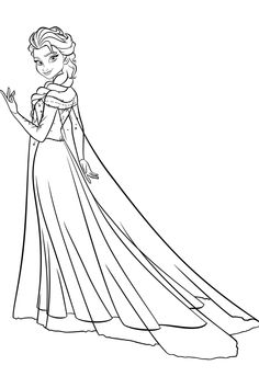 the frozen princess from disney's frozen kingdom coloring page with her hair and dress