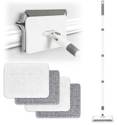 three different types of cleaning products and one is white with silver trimming on it