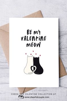 Card Image of Be My Valentine Meow - Valentine Card Printable Card For Your Boyfriend, Valentine Card Printable