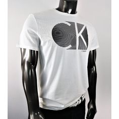 Calvin Klein White & Black Crew Neck Tee With Ck Logo Fitted Calvin Klein Casual T-shirt, Modern Fitted Calvin Klein Top, Fitted Short Sleeve Calvin Klein T-shirt, Calvin Klein Graphic T-shirt For Streetwear, Calvin Klein Short Sleeve Streetwear Top, Calvin Klein White Logo Print T-shirt, Calvin Klein Logo Print T-shirt For Summer, Calvin Klein Summer T-shirt With Logo Print, Calvin Klein Graphic Print Relaxed Fit T-shirt