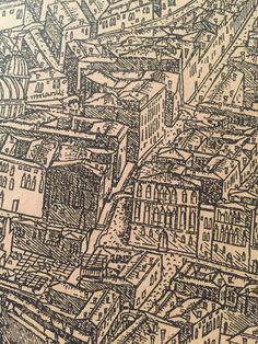 a drawing of a city with lots of buildings