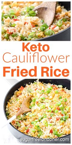 keto cauliflower fried rice in a skillet