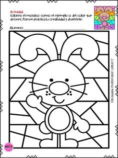 a coloring page with an image of a bunny