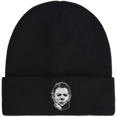 Horror fans meet your new favorite cold-weather accessory. This black knit beanie features a cuff that's embroidered with Michael's infamous mask. Use it to top off your Halloween costume or rock it all spooky season long. pbBlack Embroidered Michael Myers Mask Acrylic Knit Beanie product details:-b-p ul li100% acrylic exclusive of decoration-li liOne size fits most-li -ul pOfficially licensed Halloween II product.-p Michael Myers Costume, Michael Myers Mask, Got Party, Halloween Ii, Halloween 2, Costume Mask, Michael Myers, Cold Weather Accessories, Infamous