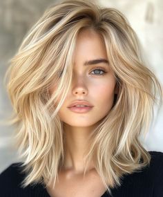 Lob With Side Bangs Round Face, Autumn Hair Colors For Blondes, Blonde Long Bob With Layers, Hair Styles Fall 2024, Gingerbread Blonde, Hair Colors For Fall, Fall Hair Colors Copper, Fall Blonde Hair Color, Copper Blonde Hair