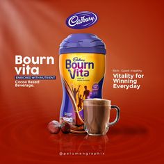 an advertisement for cadbury's bourn vita coffee