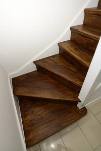 a set of wooden stairs in a home