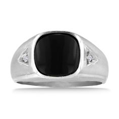 Mens Onyx Ring | Cabochon Black Onyx and Diamond Men's Ring Crafted In Solid White Gold Formal Black Cabochon Signet Ring, Luxury Black Onyx Men's Ring, Luxury Men's Onyx Ring With Polished Finish, Luxury Onyx Rings With Polished Finish, Luxury Hallmarked Onyx Rings, Onyx Ring Men, Natural Ruby Ring, Mens Gemstone Rings, Rings Gemstone