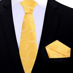 Yellow and White Rings Tie Introducing the show-stopping Yellow with White Rings Pattern Silk Necktie, a true symbol of sophistication and individuality that demands attention wherever you go. This necktie boasts a one-of-a-kind design, featuring mesmerizing yellow rings against a pristine white background, creating a captivating visual feast that exudes elegance and charm. Whether you're attending formal affairs, business conferences, or special celebrations, this necktie promises to make a las Yellow Prom Suit, Bright Yellow Background, White Rings, Intricate Rings, Charcoal Gray Suit, Light Blue Dress Shirt, Semi Formal Attire, Classic White Dress, Light Grey Suits