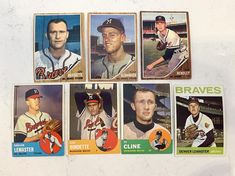 six baseball cards with different players on them