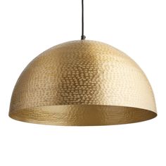 a large brass pendant light hanging from a ceiling