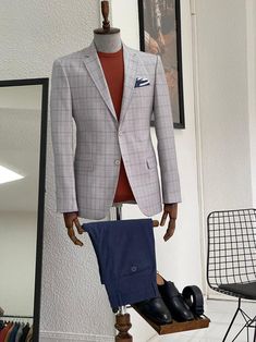 Blazer For Men, Navy Chinos, House Construction, Construction Plan, Blazer Outfit