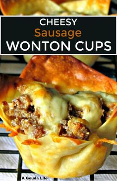 cheesy sausage wonton cups are an easy appetizer that is ready in under 30 minutes