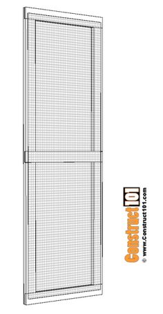 the front and back view of a metal door with mesh coverings on each side