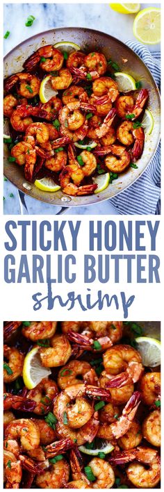 the recipe for sticky honey garlic butter shrimp