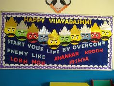 a sign that says happy vivadashimi on the side of a wall in a classroom