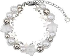 Trendy Star Charm Bracelet, Trendy Metal Charm Bracelet With Star Charm, Metal Charm Bracelet With Star Charm, Silver Star-shaped Alloy Jewelry, Trendy Alloy Beaded Bracelets, White Alloy Bracelets For Party, Metal Star-shaped Bracelets, Trendy Metal Jewelry With Star Charm, Star-shaped Metal Bracelets As Gifts