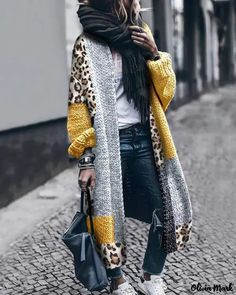 Color: yellow, Size: L Patchwork Cardigan, Straight Clothes, Cardigan Casual, Cardigan Sweater Coat, Mode Casual, Collar Cardigan, Cardigan Long, Stylish Clothes For Women, Long Sweaters Cardigan