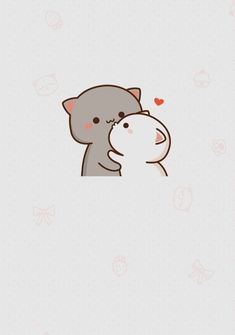 an animal hugging another animal with hearts on it