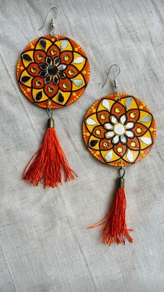 Difficulty: Medium  Hand-painted Mandala Earrings perfect for Indian festivals like Navratri, Weddings, haldi function DM to order or customise Please check Instgram for more design and details.  Supplies  • MDF  • Acrylic Colors  • Acrylic markers  • Varnish Haldi Function, Expressions Photography, Acrylic Markers, Lippan Art, Painted Mandala, More Design, Indian Festivals, Earring Crafts