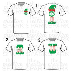 three different t - shirts with the same design on them, one in green and one in