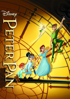 the peter pan story book is shown in color