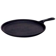 an empty cast iron skillet on a white background