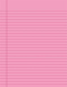 a pink lined paper with lines on it