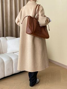 F00226730-100 Elegant Brown Sweater Coat For Spring, Elegant Beige Sweater Coat For Fall, Elegant Fall Beige Sweater Coat, Elegant Long Brown Sweater Coat, Plaid Pullover, Casual Dress Pants, Timeless Dress, Oatmeal Color, Woolen Coat