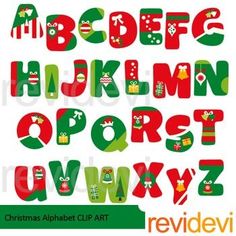 the christmas alphabet clip art includes letters and numbers