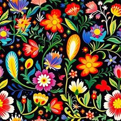 an image of colorful flowers on black background