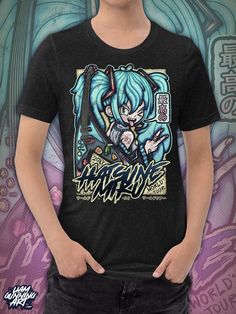 🎸 Celebrate Hatsune Miku's global influence with this retro style world tour t-shirt! ♪ Pre-distressed graphics for an authentic, worn out look. (see photos) ♪ Premium heather black fabric ♪ 90% Cotton 10% Polyester ♪ Pre-shrunk fabric ♪ Unisex fit ⚠️ PLEASE NOTE: This piece is fan art and is NOT affiliated with Crypton Future Media or the official HATSUNE MIKU project! Retro Mode, Retro Color, Tour T Shirts, Retro Stil, Heather Black, Hatsune Miku, Favorite Shirts, Style Retro, World Tour