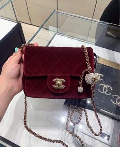 Chanel Velvet Bag, Chanel Handbags Red, Gucci Mini Bag, My Style Bags, Aesthetic Luxury, Womens Designer Bags, Chanel Purse