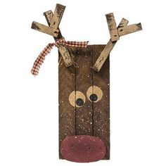 Hanging Lath Reindeer - The Cranberry Creek Wooden Reindeer, Wood Block Crafts, Fox Decor, Christmas Signs Wood, Primitive Crafts, Red Nose, Christmas Decorations Rustic