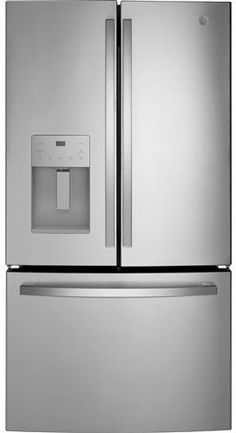 a silver refrigerator freezer sitting inside of a kitchen