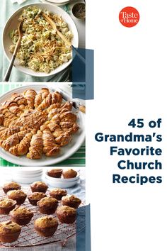 the cover of an article about grandma's favorite church recipes, including croissants and muffins