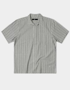 Former Reynolds Striped Button Up Shirt. Allover Stripe Pattern. Left Chest Pocket. Button Front. Delivered In Former's Vivian Fit For A Relaxed Silhouette. Garment Wash. Franchise F Embroidery. 100% Cotton. Machine Wash. Imported. Striped Short Sleeve Tops With Placket, Striped Top With Spread Collar And Button Closure, Striped Top With Button Closure And Spread Collar, Striped Camp Collar Top With Button Closure, Mens Stripes, Button Up Shirt, Stripes Pattern, Chest Pocket, Up Shirt