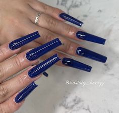 Long Acrylic Nails Blue, Dark Blue And Black Nails, Nails Inspiration Dark, Dark Blue Nails, Blue Acrylic Nails, Dope Nail Designs, Long Acrylic Nails Coffin, Acrylic Nails Coffin Pink, Acrylic Nails Coffin