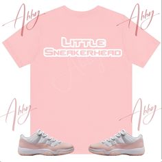 Custom Designed Sneaker T Shirt T-Shirt Features - Comfortable and light, premium short sleeve tee. 🔹 Premium fit 🔹100% Soft cotton 🔹Light fabric (4.3 oz/yd² (146 g/m 🔹Tear away label Shoes Not Included Custom Made - Not Adidas, Nike, or Jordan Brand Sneaker Tee, Sneaker T-Shirt The sneakers/shoes are not being sold in this product. You are only purchasing the tshirt/hoodie/socks/sweatshirt/tank top/hat/shorts. Shoes are NOT included. The shoes displayed are sold separately elsewhere and are Jordan 11 Retro Low Legend Pink Outfit, Pink Branded T-shirt For Streetwear, Pink Graphic Tee With Branding, Pink Branding T-shirt For Streetwear, Pink Jordan 11, Pink 11s, Retro 11, Sneaker Tee, Shoe Display