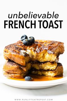 french toast stacked on top of each other with blueberries