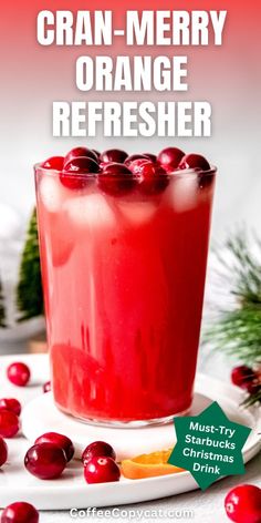 cran - merry orange refresher recipe on a plate