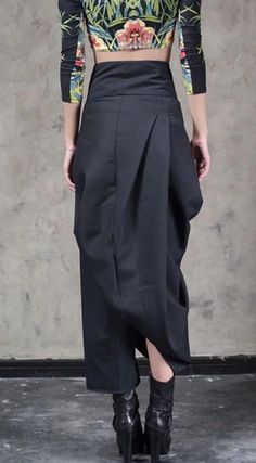 (1) Original Design High Waist Wide Leg Culottes Big Crotch Harem Pants // – Ofelya Boutique Trendy High-waisted Harem Pants, Luxury Full Length Elegant Culottes, Luxury Full Length Modern Bottoms, Luxury Baggy Bottoms For Fall, Luxury High Waist Chic Culottes, Luxury Chic Culottes For Women, Luxury Elegant Culottes With Pockets, Luxury Chic High-waisted Culottes, Luxury Asymmetrical Workwear Bottoms